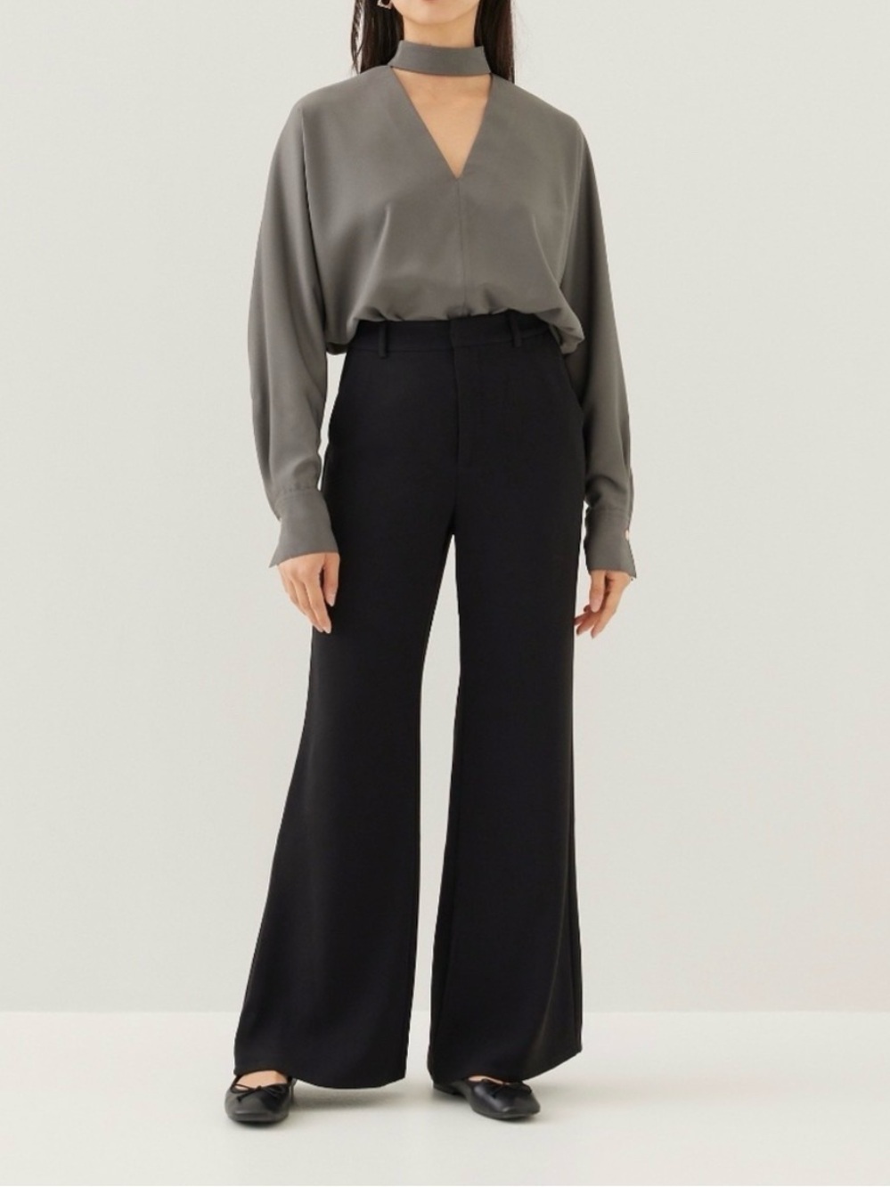 Love, Bonito Women’s Pvara Petite Flare Pants Size 0 in Black Workwear Trousers